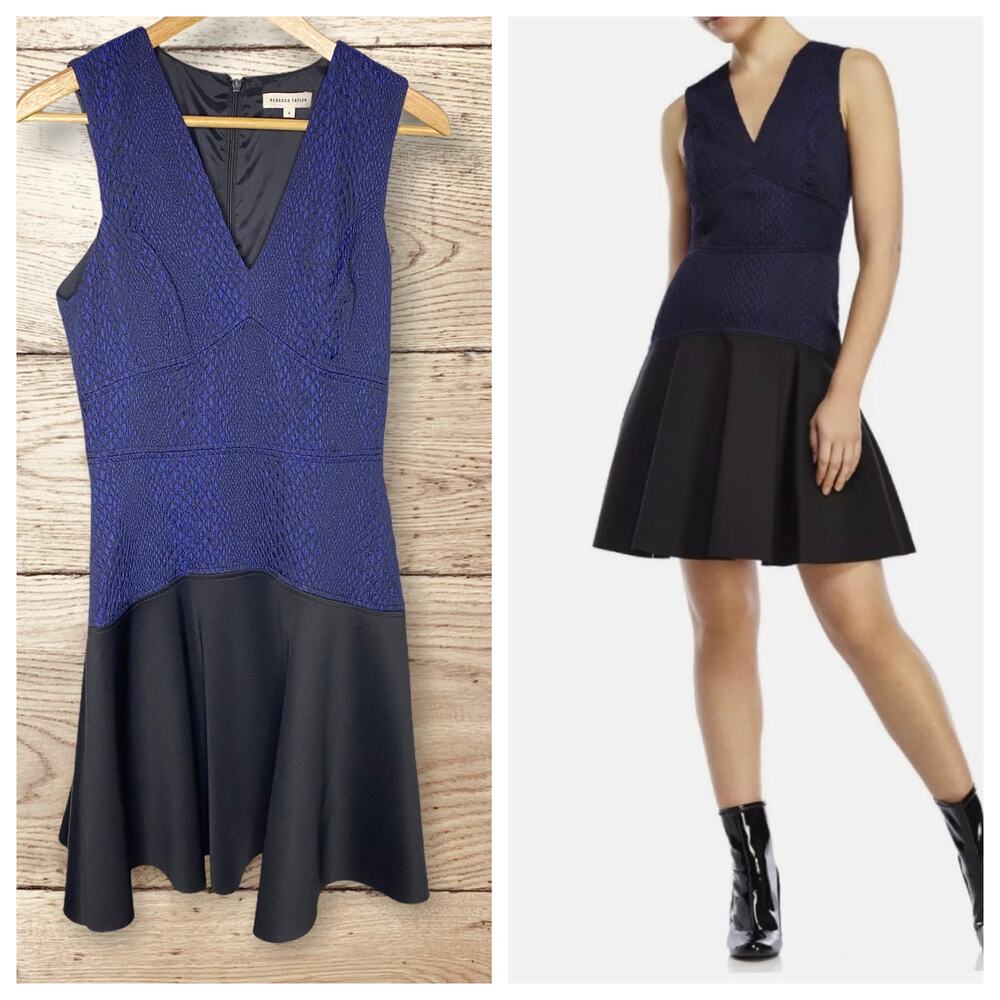 Rebecca Taylor sleeveless blue and black dress